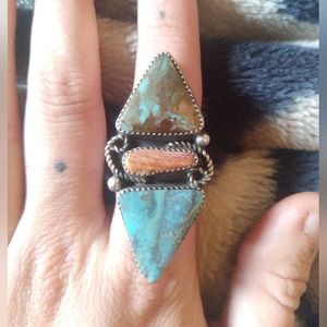 Large Turquoise and Spiny Oyster Ring